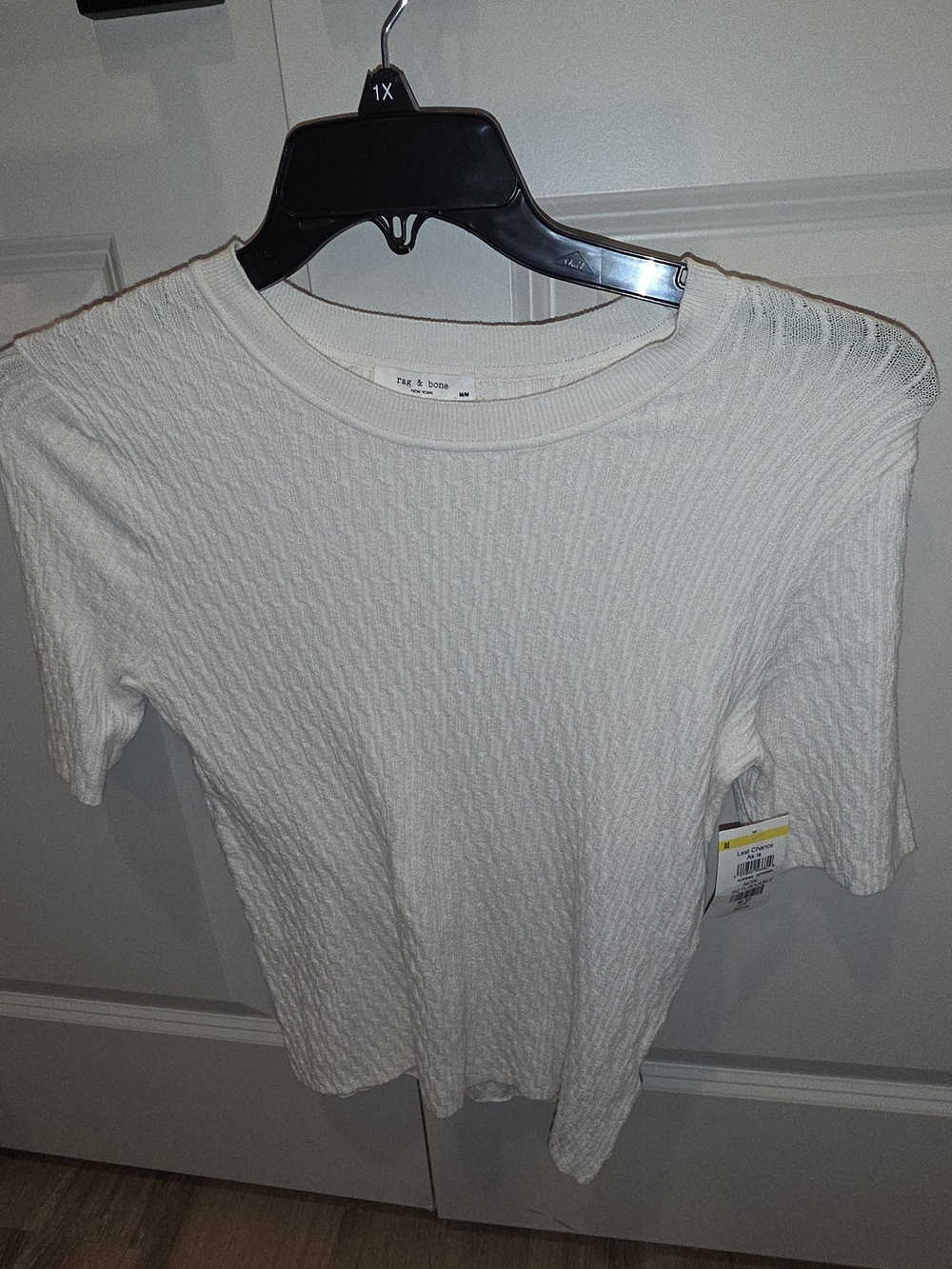 rag & bone Cream Textured Short Sleeve Crew